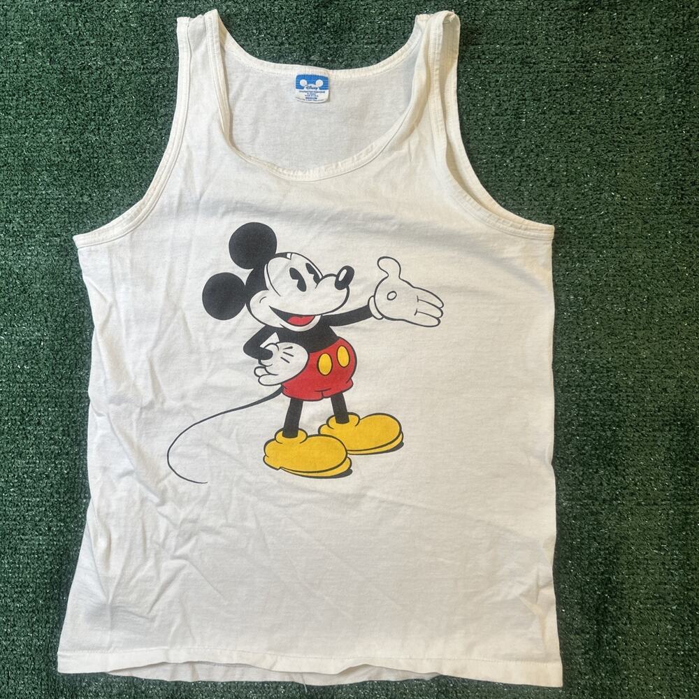 VTG 80s Disney Mickey Mouse Print Tank Top Adult Medium USA